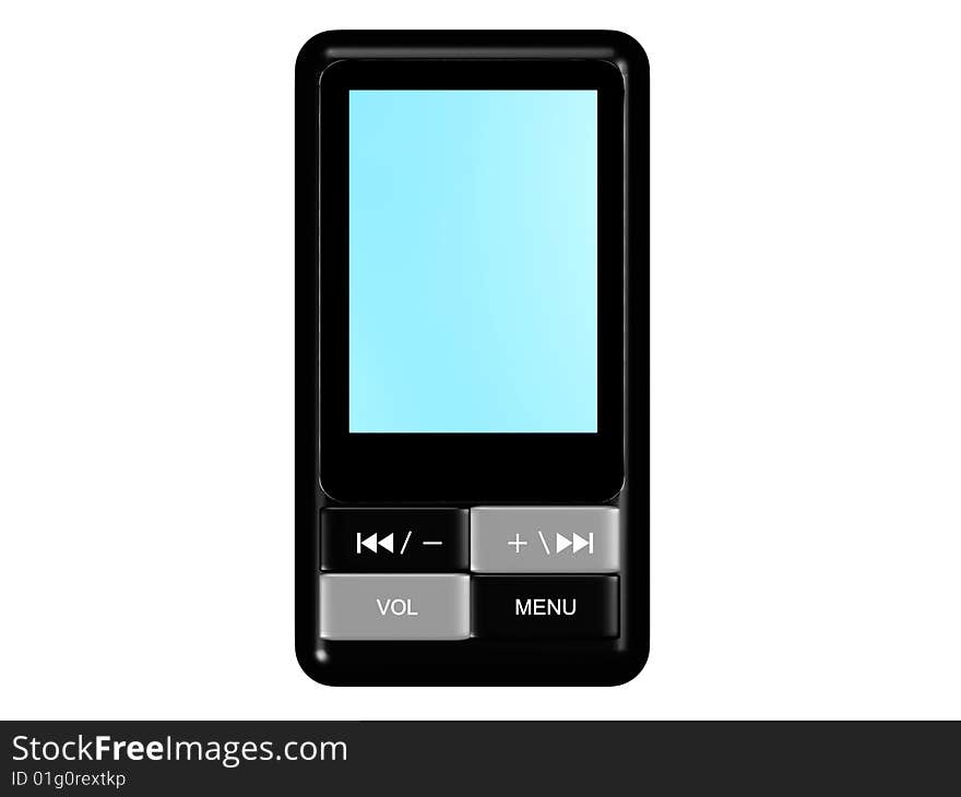 Mp3 audio-video player isolated on white - front wiev. Mp3 audio-video player isolated on white - front wiev