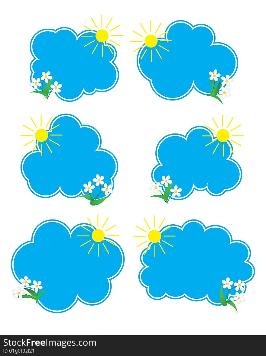 Set of tag stickers with sun, clouds and free space for your text. There is in addition a vector format (EPS 8). Set of tag stickers with sun, clouds and free space for your text. There is in addition a vector format (EPS 8).