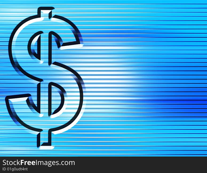 Money symbol on blue background with effects. Money symbol on blue background with effects