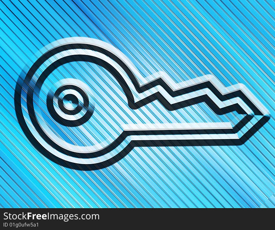 Key shape on blue background. abstract design. Key shape on blue background. abstract design