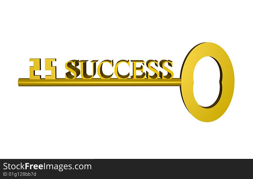 3-D render of a golden key to success isolated on white. 3-D render of a golden key to success isolated on white.