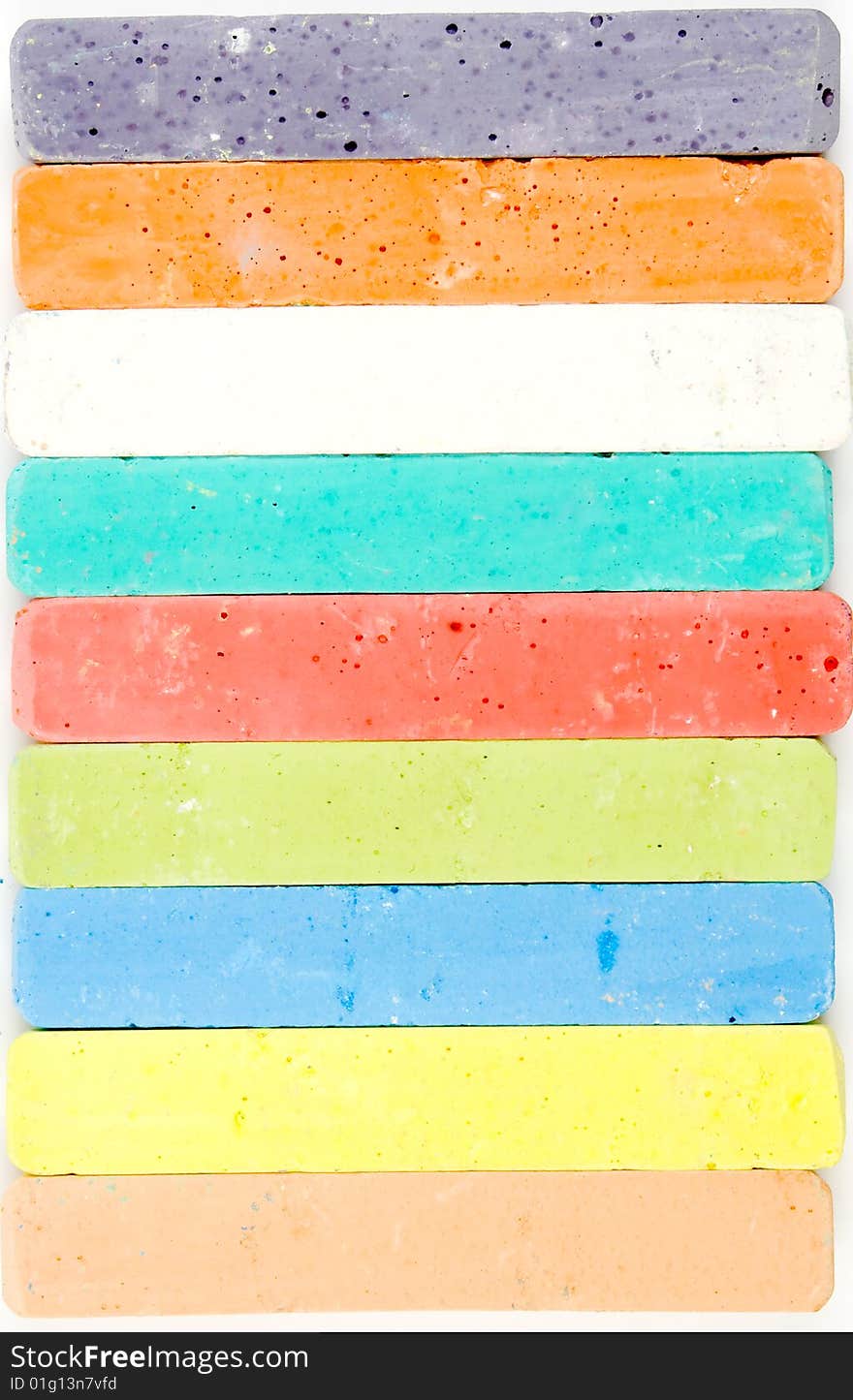 Colored background from one vertical row of  chalks