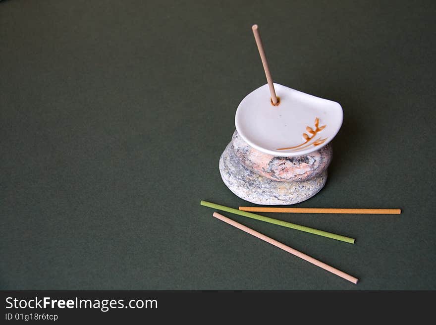 Aromatic Sticks and White Porcelain Stand