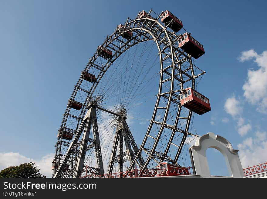 Giant ferris (observation) wheel in Prater amusement park in Vienna, Austria