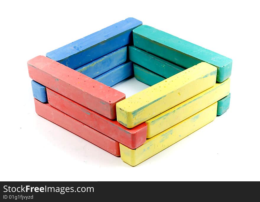 Square from childrens colored chalk