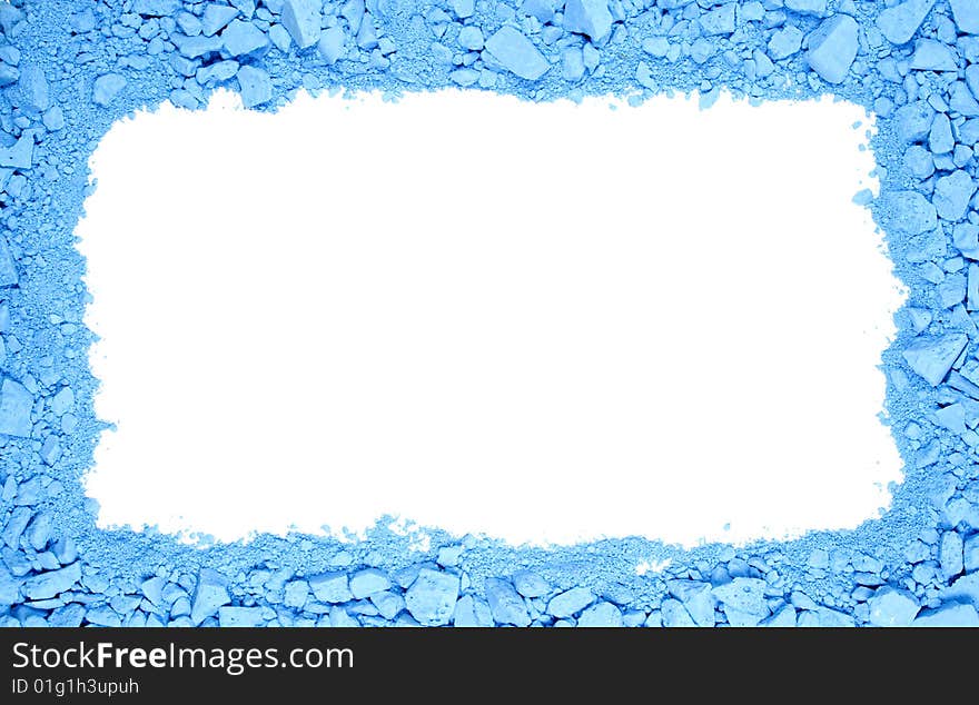 Original horizontal rectangle frame from crushed blue chalk. Original horizontal rectangle frame from crushed blue chalk