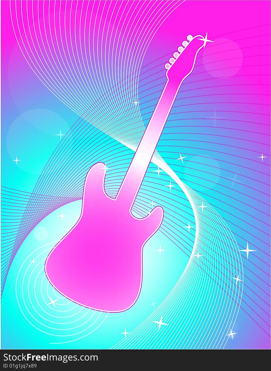 This is a guitar themed swirl abstract background - it's also a vector illustration!. This is a guitar themed swirl abstract background - it's also a vector illustration!