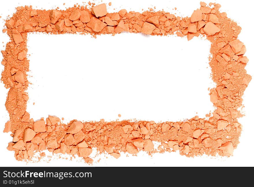 Original horizontal rectangle frame from crushed orange chalk. Original horizontal rectangle frame from crushed orange chalk