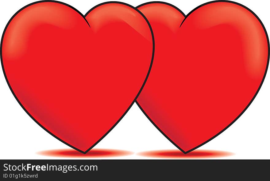 Two hearts sharing a moment -a vector based illustration of love. Two hearts sharing a moment -a vector based illustration of love.