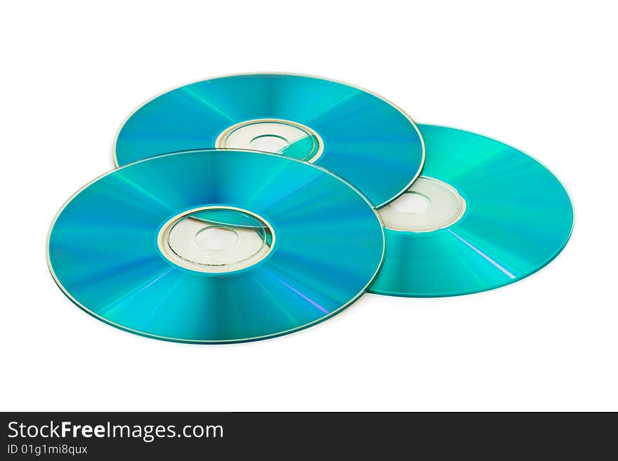 Three computer disks isolated on white background