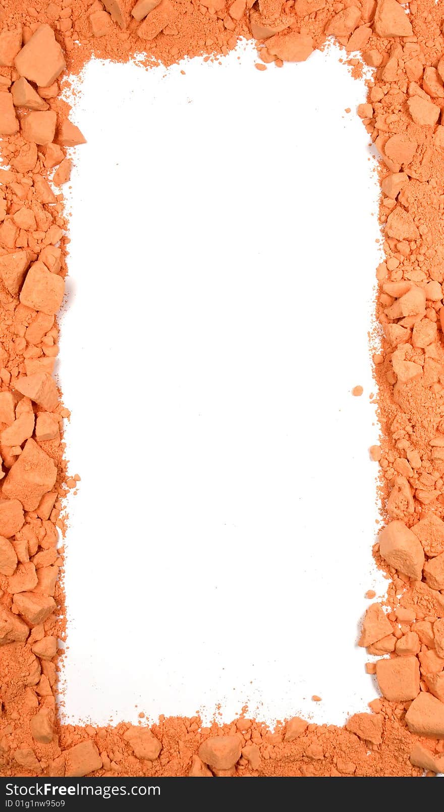 Original vertical rectangle frame from crushed orange chalk. Original vertical rectangle frame from crushed orange chalk