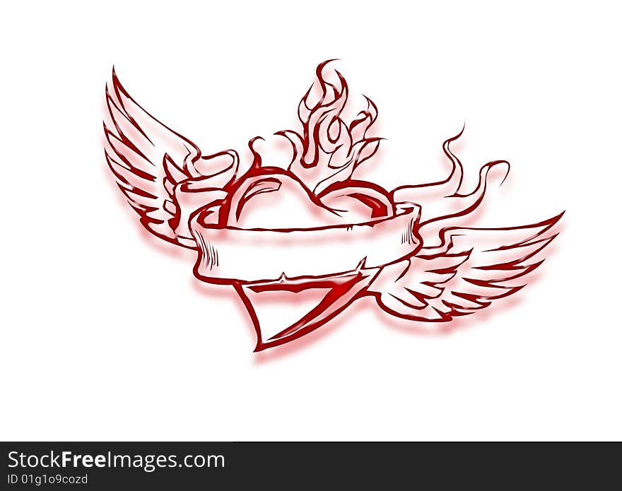 single ornate heart with a banner to add your text