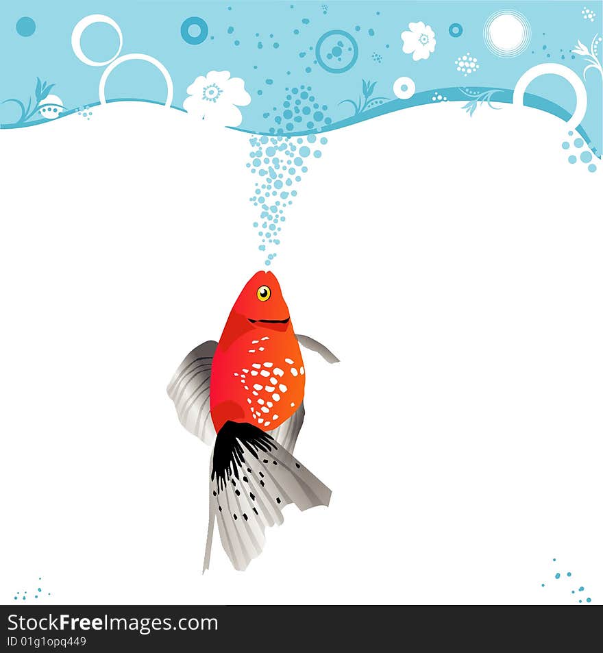 Water background with orange fish