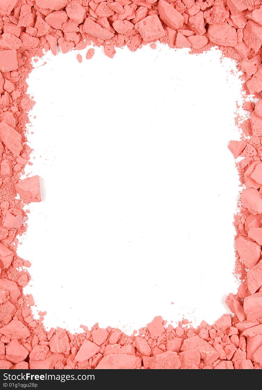 Original vertical rectangle frame from crushed red chalk. Original vertical rectangle frame from crushed red chalk