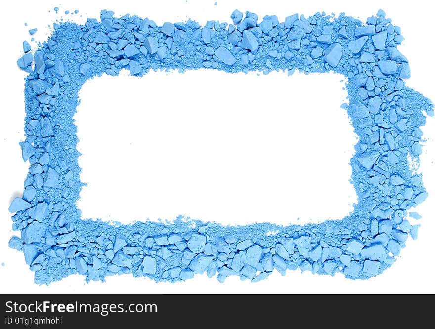 Original horizontal rectangle frame from crushed blue chalk. Original horizontal rectangle frame from crushed blue chalk