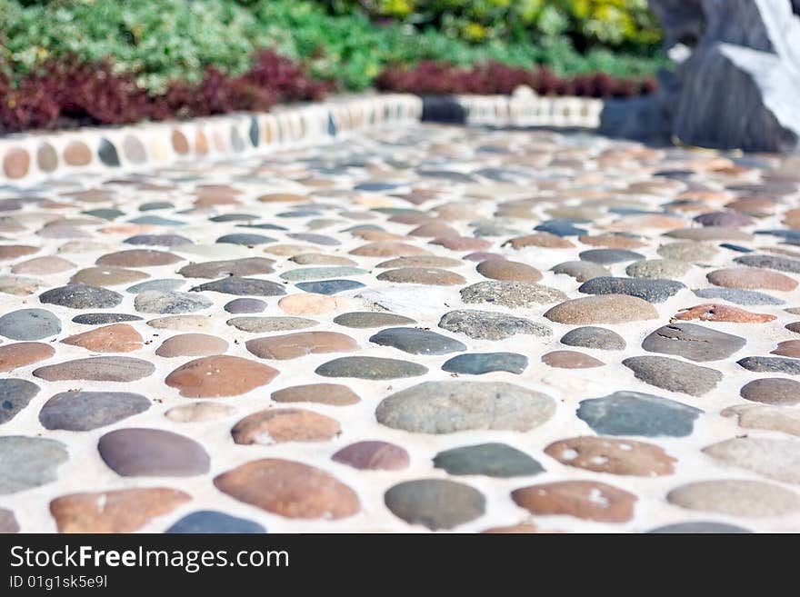 Stone roadway shot on a sunny day from low angle view