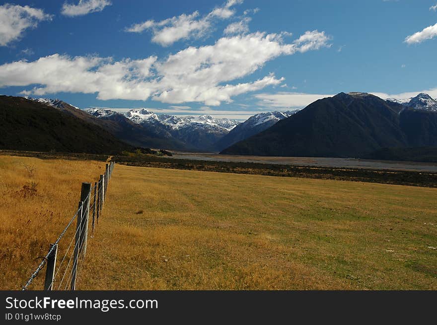 Waimakariri River And Southern Alps Scene