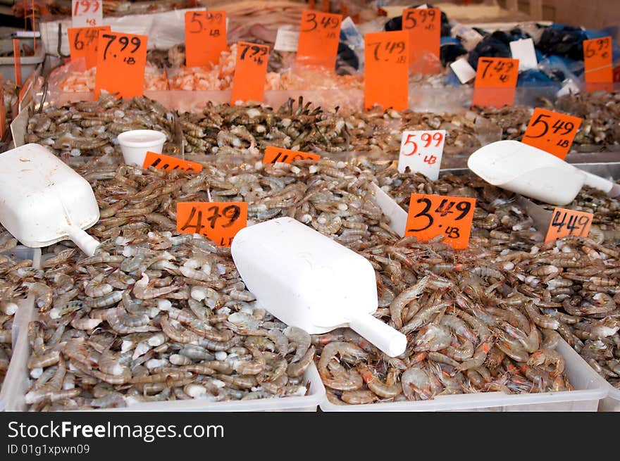 Shrimp in market