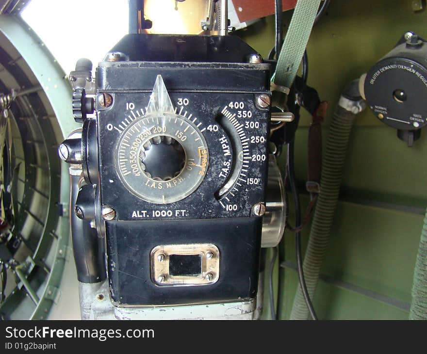 Detail of back of machine gun on B17 bomber. Detail of back of machine gun on B17 bomber