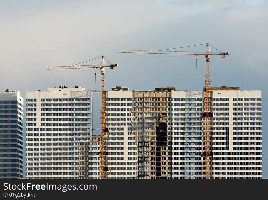 Construction, new building and crane