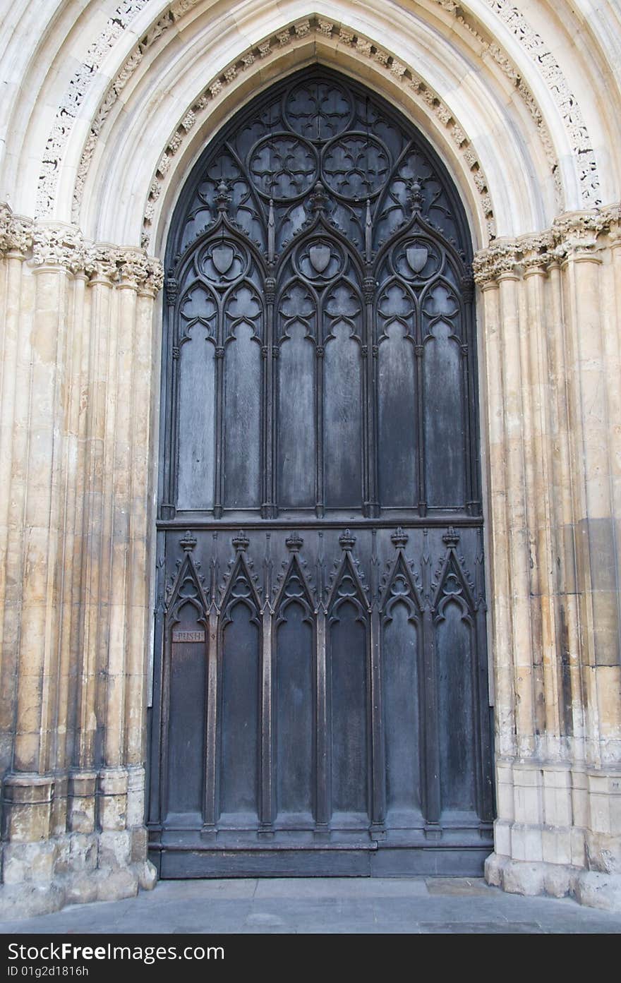 Ornate Door. Part of the exterior of York Minster, England