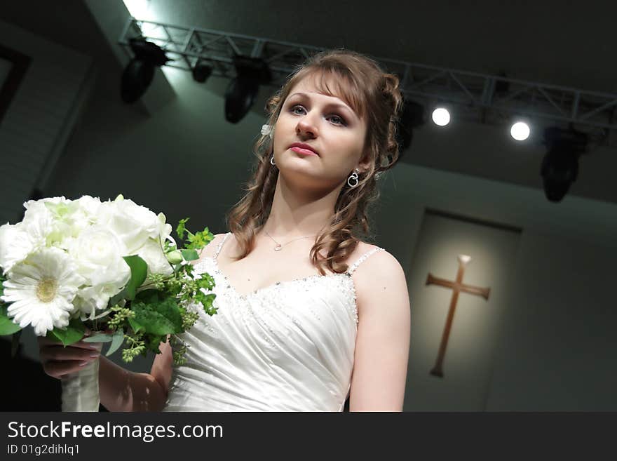 The bride in a Protestant Church, California. The bride in a Protestant Church, California