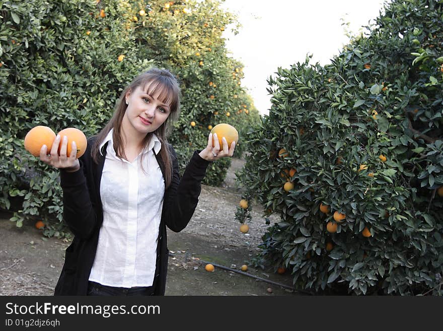 The girl gathers in a orange, California. The girl gathers in a orange, California