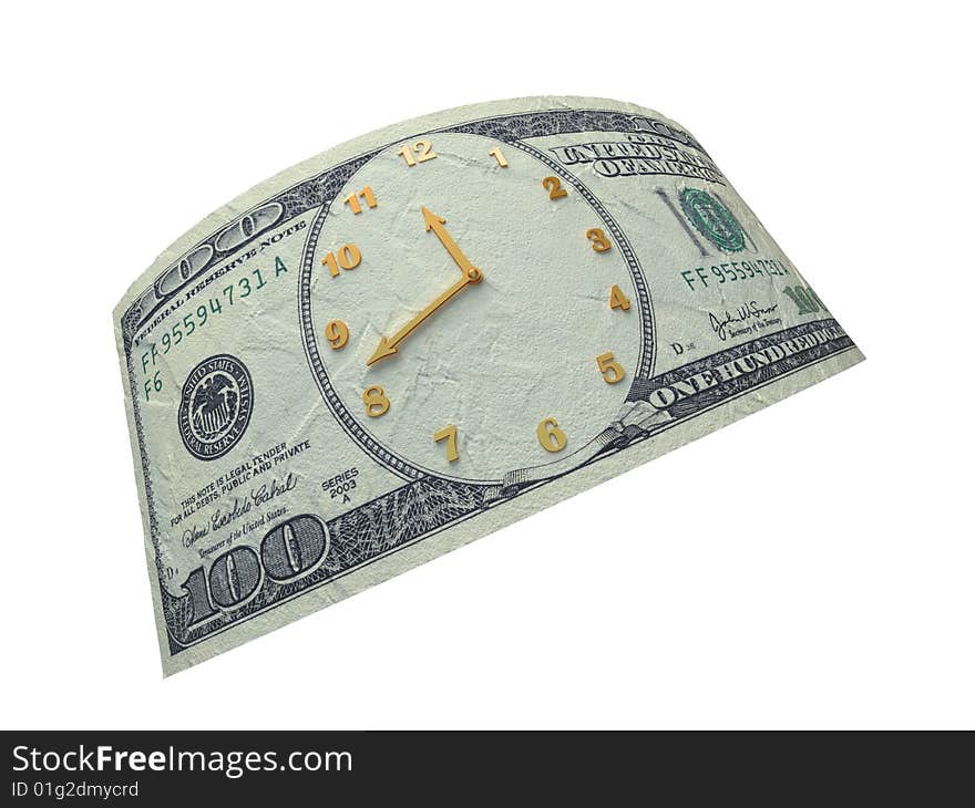 100 hundred bill with clock dial. 100 hundred bill with clock dial