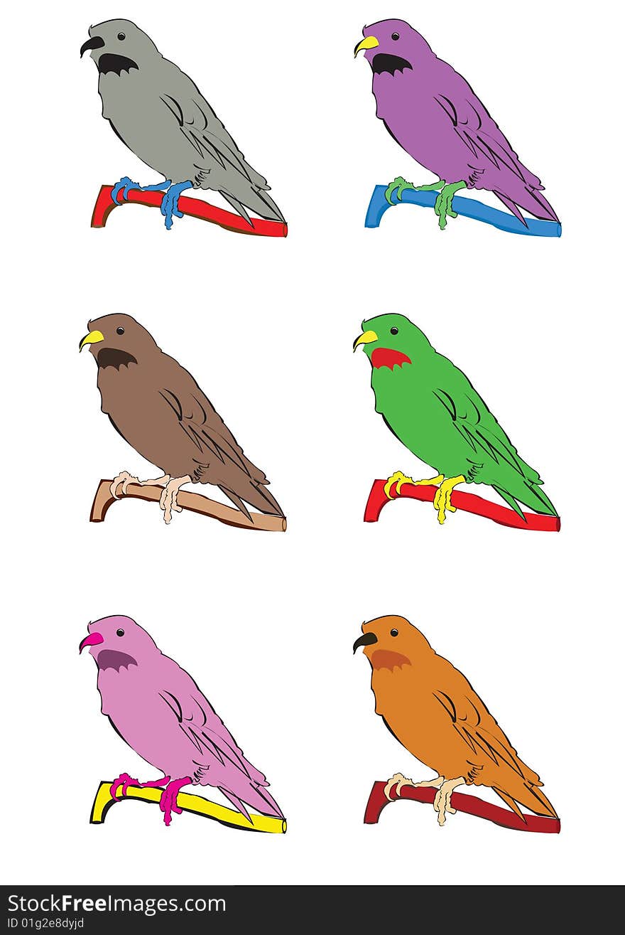 Vector illustration of a canary in 6 different color sets. Vector illustration of a canary in 6 different color sets