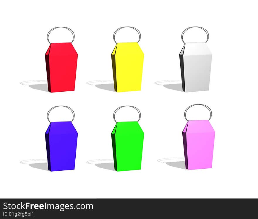 Color paper packages on a white background isolated