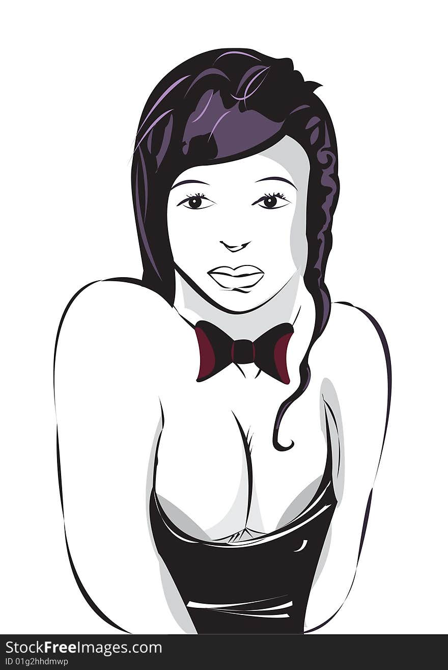 Vector illustration of a young pretty girl