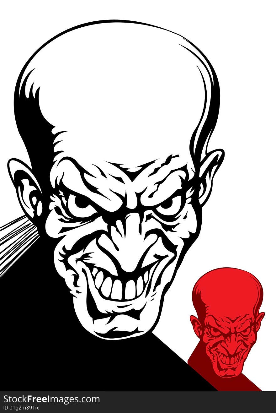 Face on the bad person in comics style.Vector image.