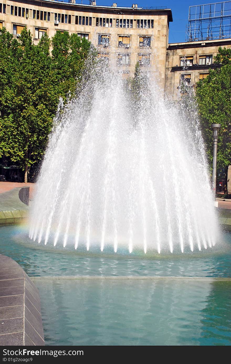 Fountain and architecture background in center of Belgrade, Serbia. Fountain and architecture background in center of Belgrade, Serbia