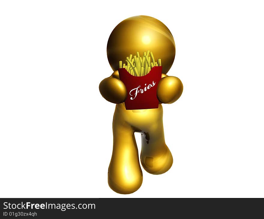 icon figure holding french fries