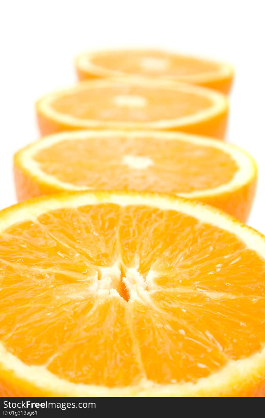 Fresh oranges halves