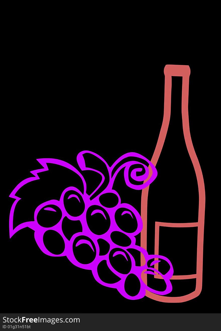 Wine Bottle And Grapes