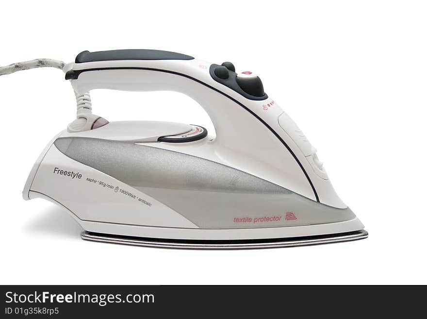 An electric iron on a white background