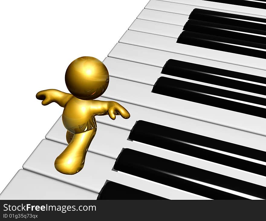 icon figure walking on a piano. icon figure walking on a piano