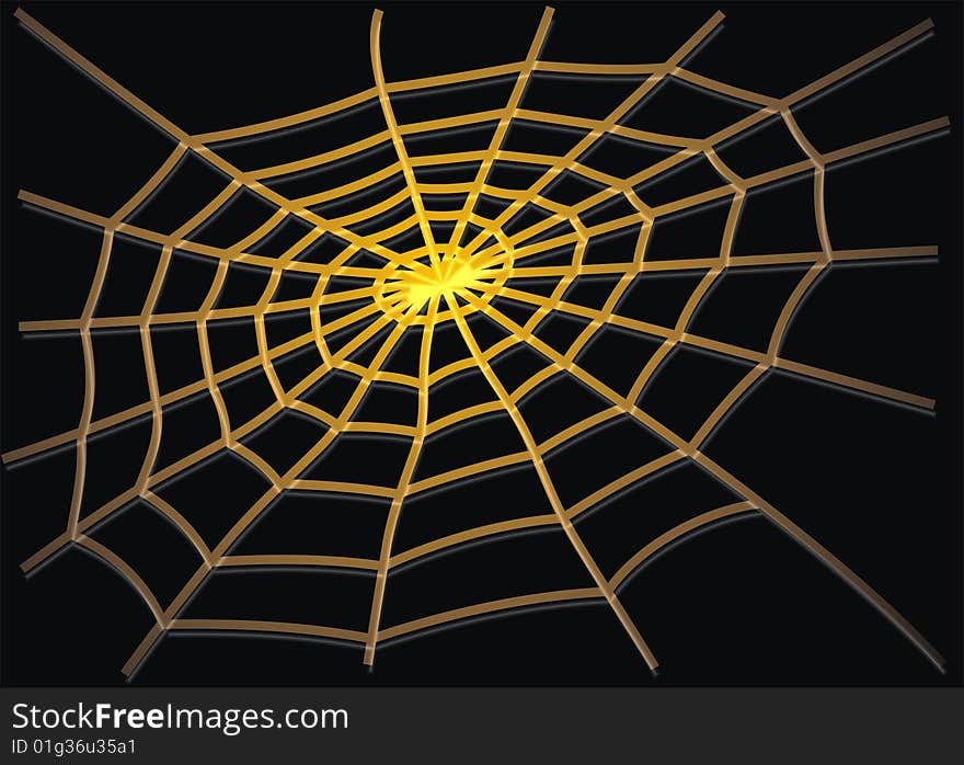 Lighted vector cobweb with black background. Lighted vector cobweb with black background