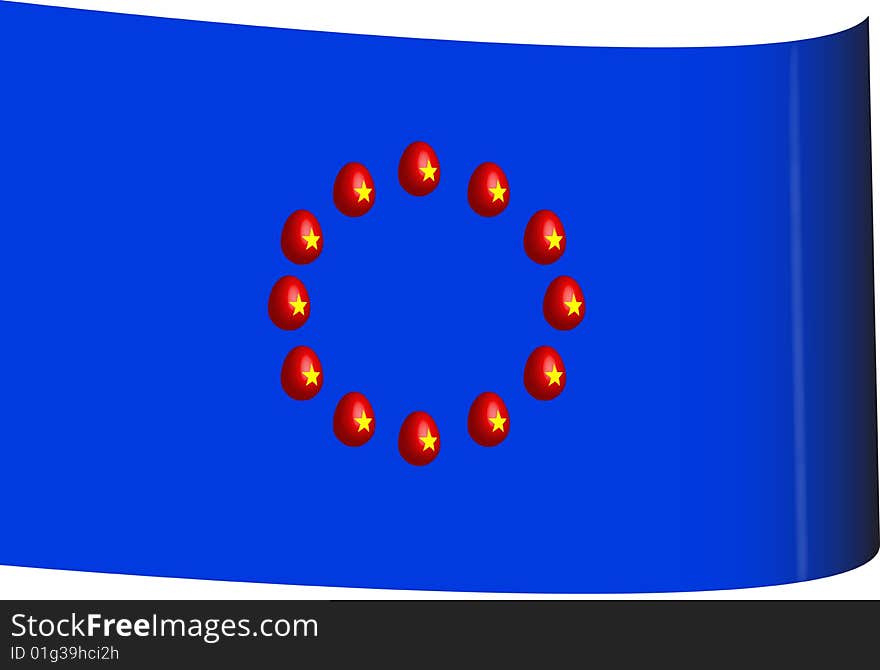 Flag Of The European Union With 3D Eggs