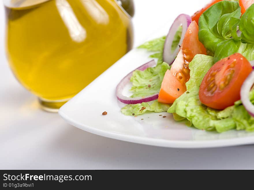 Healthy salad with lettuce, tomato,