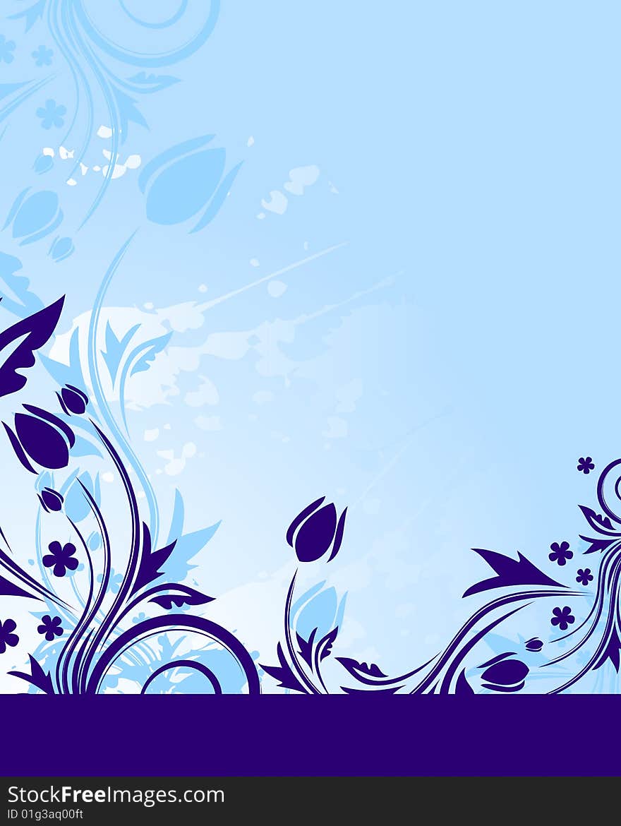 Blue floral background with place for your text