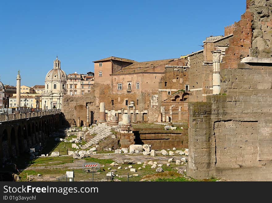 The Fori in Rome, archaeological zone. The Fori in Rome, archaeological zone