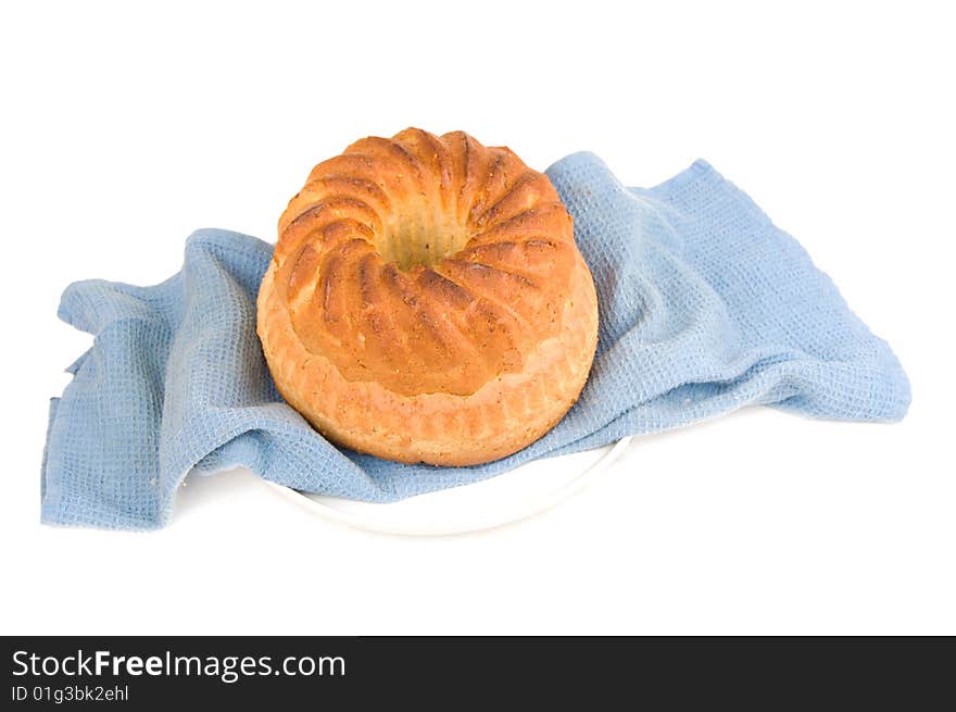 Fresh bread on a plate, isolated on white. Fresh bread on a plate, isolated on white