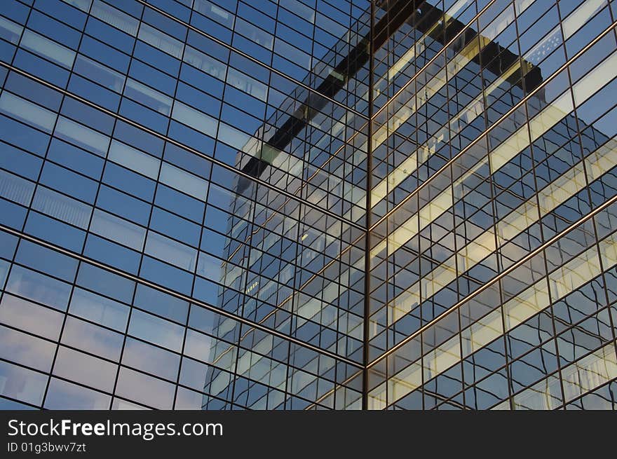 Modern glass and steel office building. Modern glass and steel office building