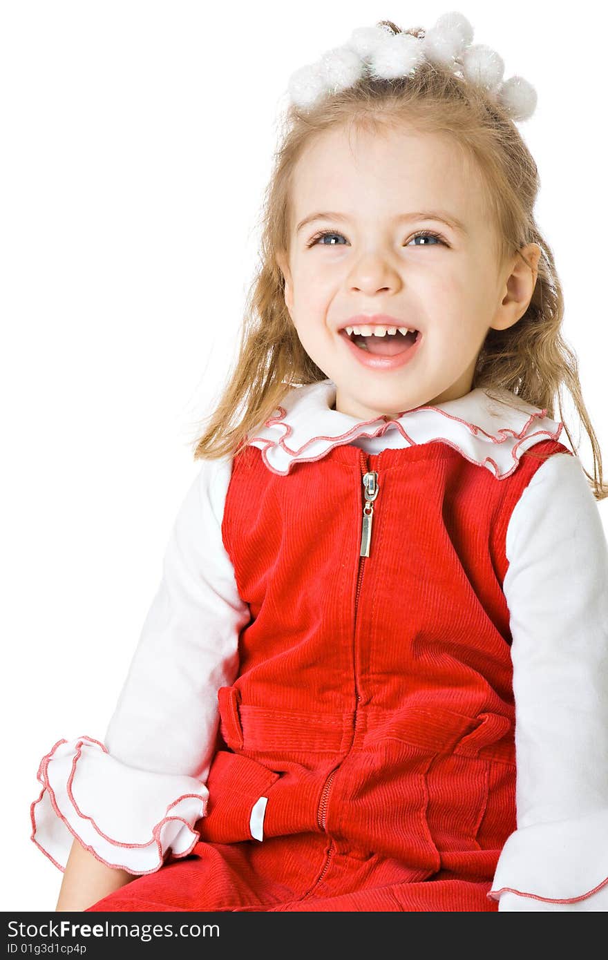 Pretty little girl. Isolated on white background