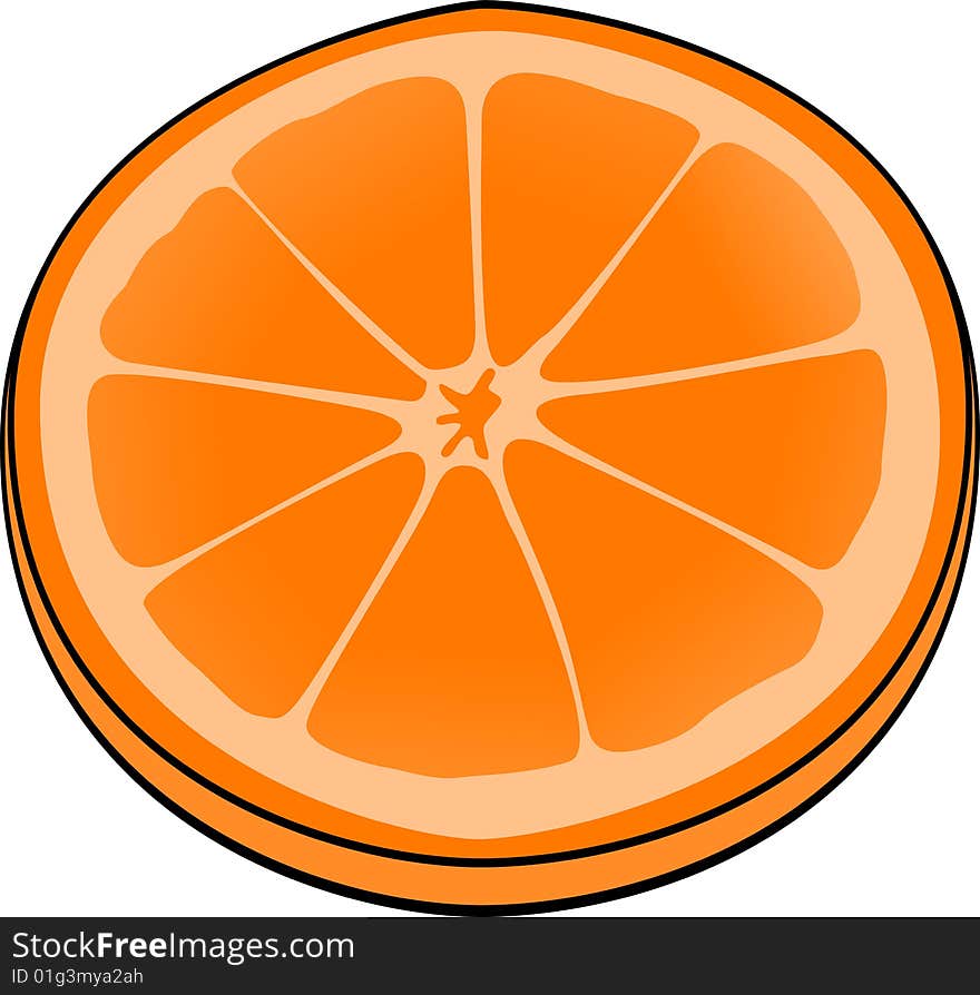 An orange slice created with black and a spot color. An orange slice created with black and a spot color