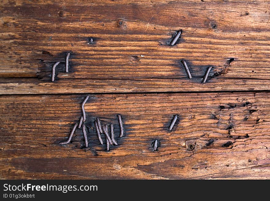 Nails in wood