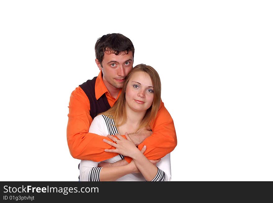 Young loving teen couple embracing