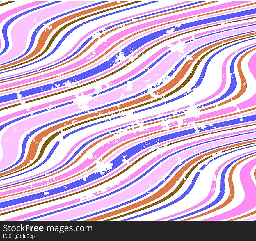 Grungy vector background of bended stripes